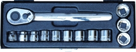 AUZGRIP - 13 PC 3/8'' SQ. DR. 12PT LOW PROFILE SOCKET SET CRV. METRIC